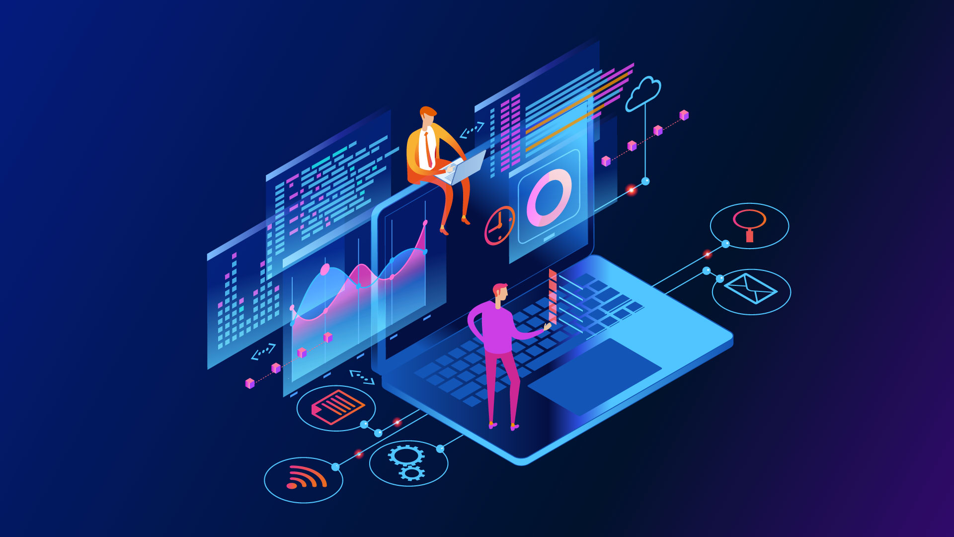 A vector illustration for identifying hidden data integration problems among organizations.